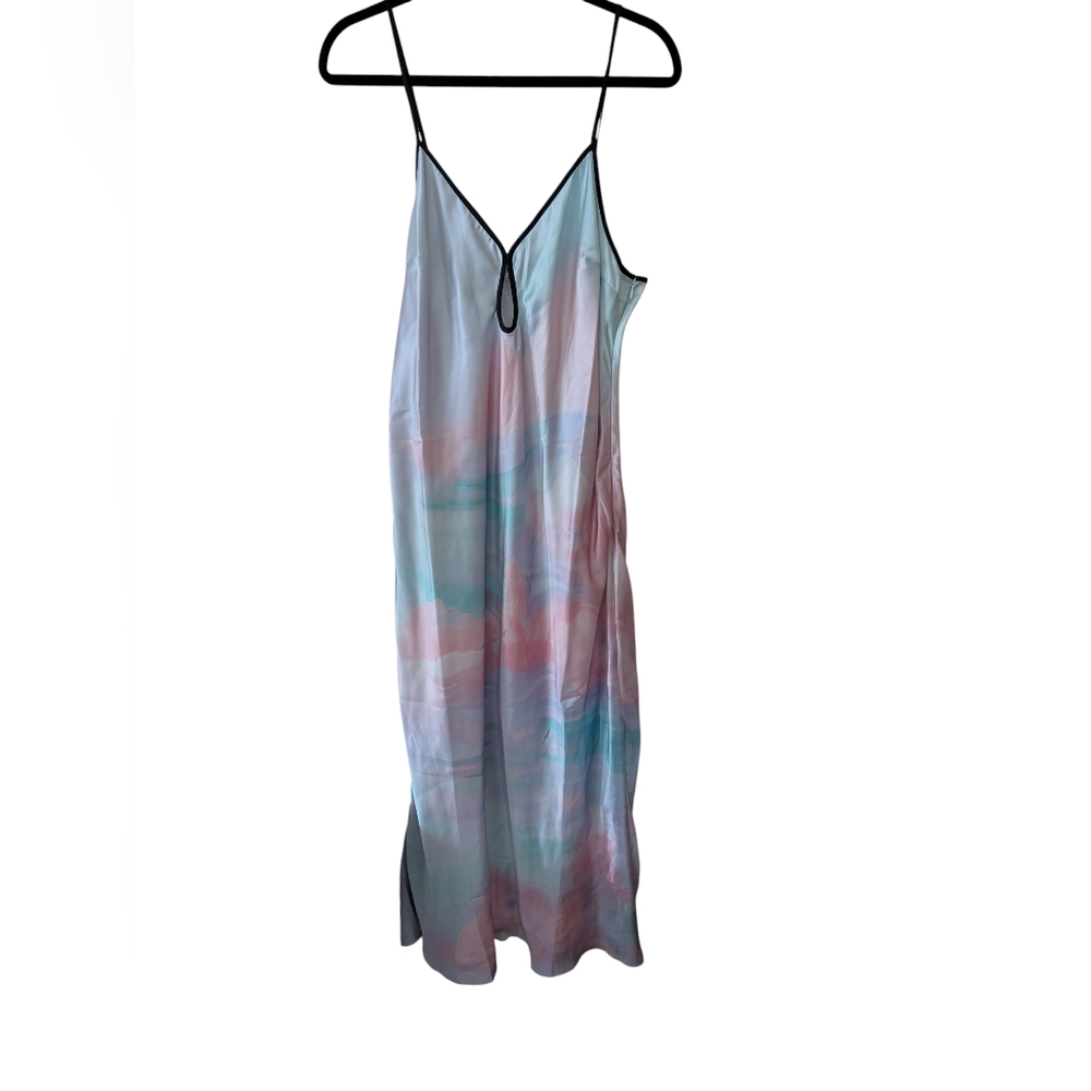 Anthropologie Geisha Designs‎ Printed Watercolor Satin Slip Dress Size Large - Picture 2 of 11